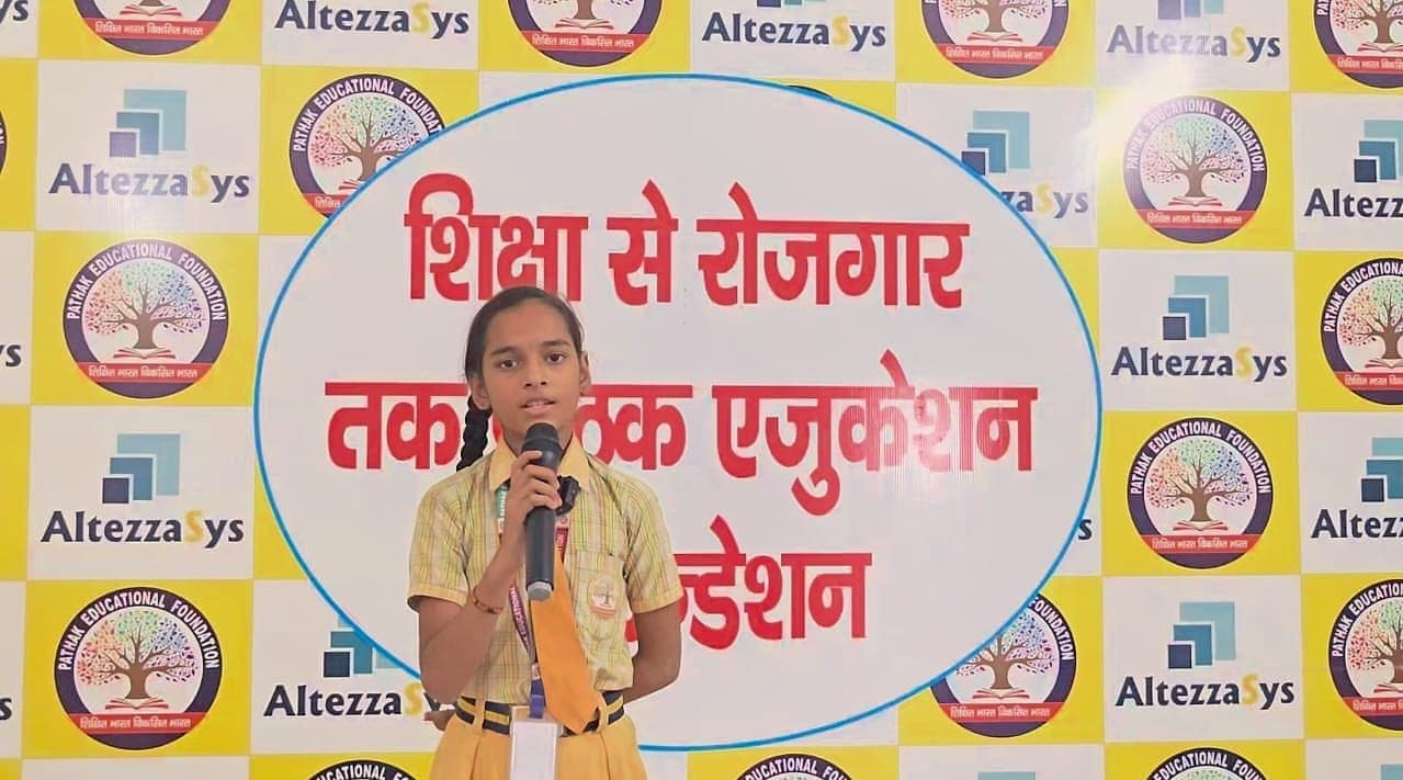 Speaking day, microphone in hand