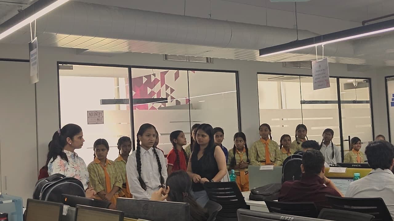 Students and staff during a workplace visit