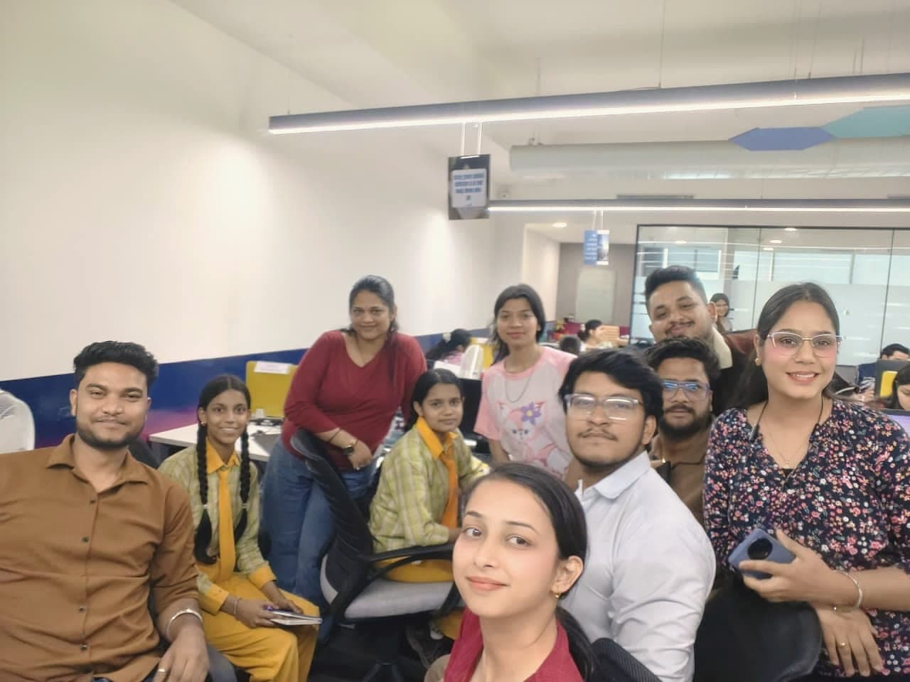 Volunteers and partners at a partner office